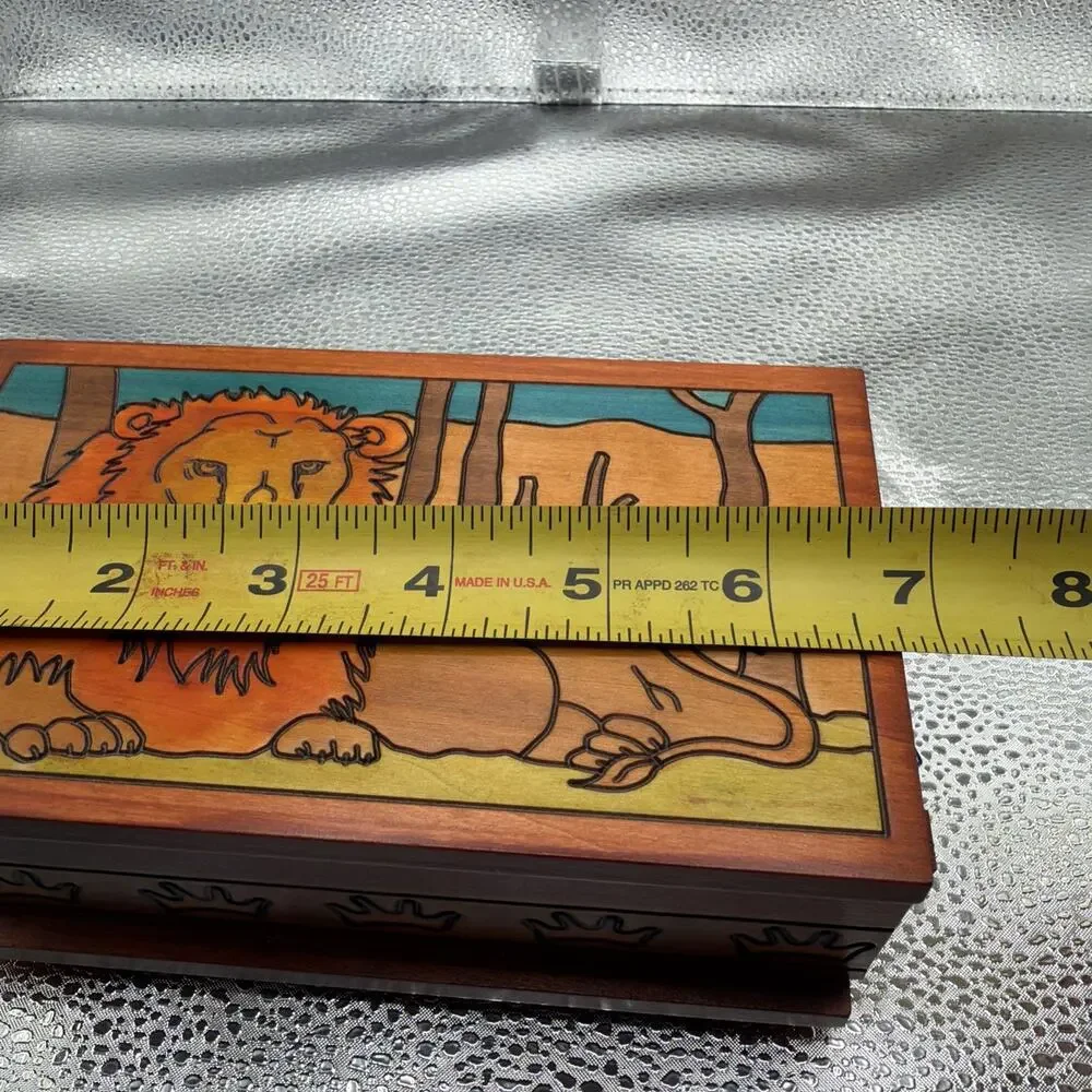 Polish Handmade Wood LION BOX Secret Opening Puzzle Box Trick Keepsake